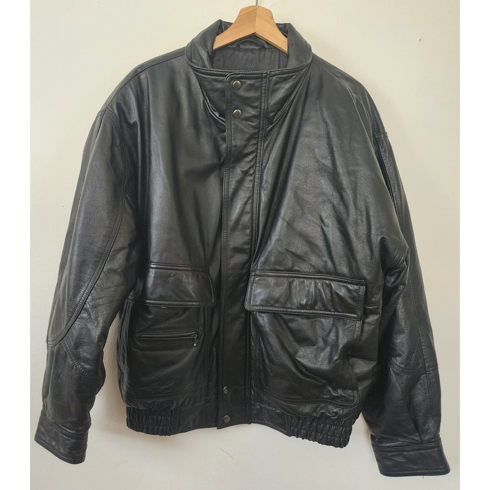 Vintage Members Only Leather Bomber Jacket Size Medium